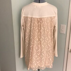 LOGO Lounge Lori Goldstein Ivory Lace Overlay Zip Front Jacket Cardigan …